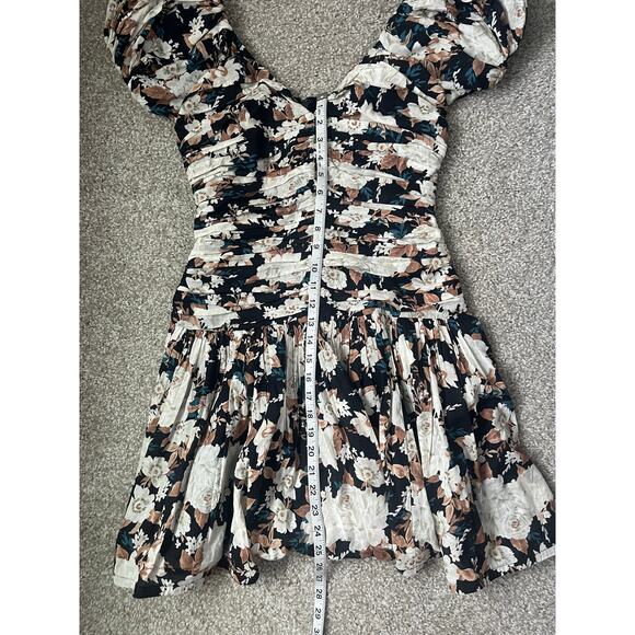 Abercrombie & Fitch Drama Puff Sleeve Ruched Mini Dress Floral Womens Size Small - Picture 12 of 12
